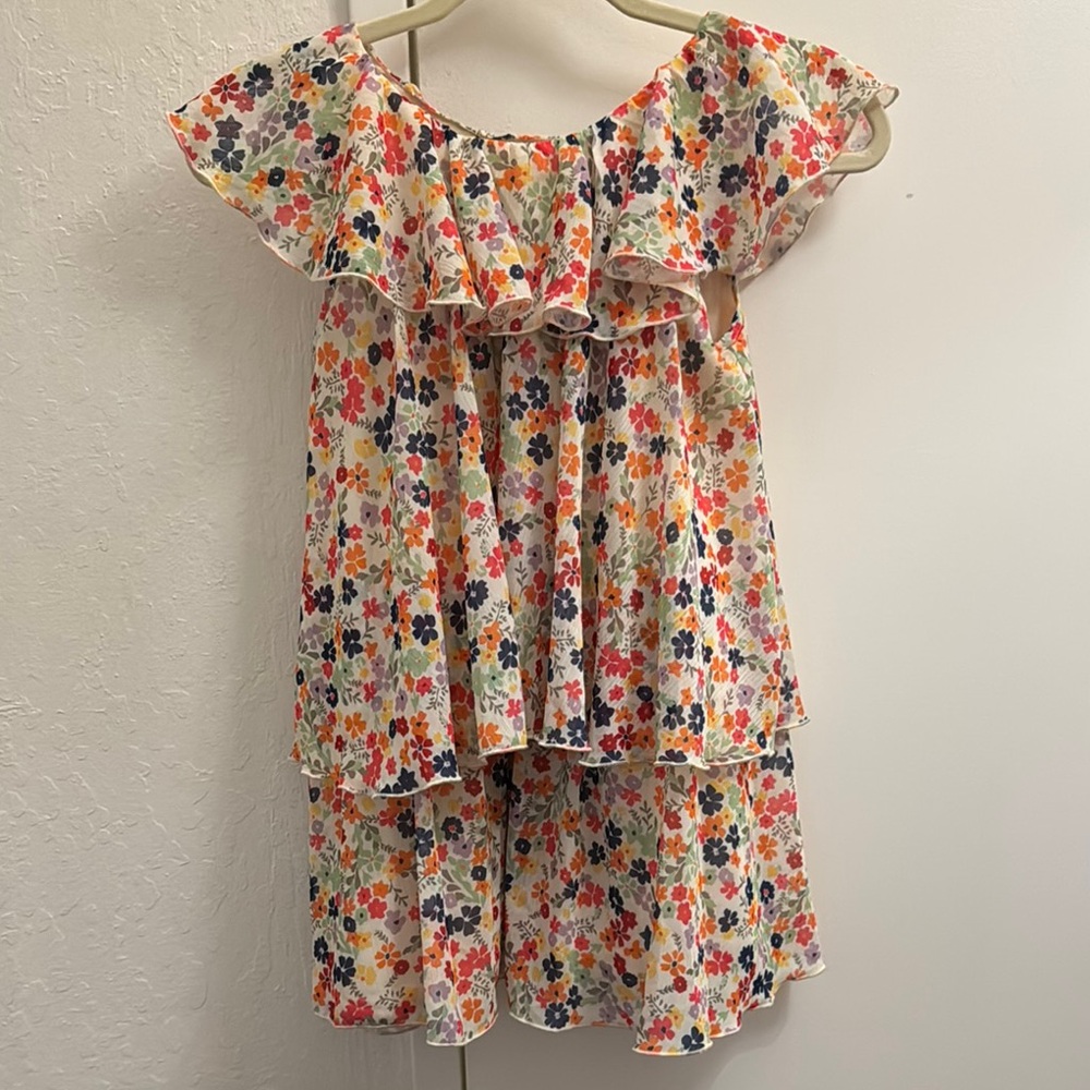Peek Pink and Orange Off-the-Shoulder Sundress with Flutter Sleeves Size 6/7